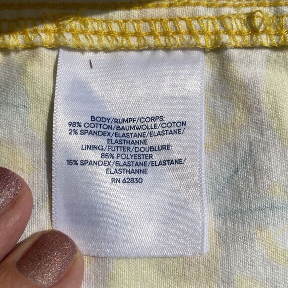 Land's End Skort Women’s 12 Yellow Lemon Gingham Print Pull On Skort Pockets - Picture 6 of 6